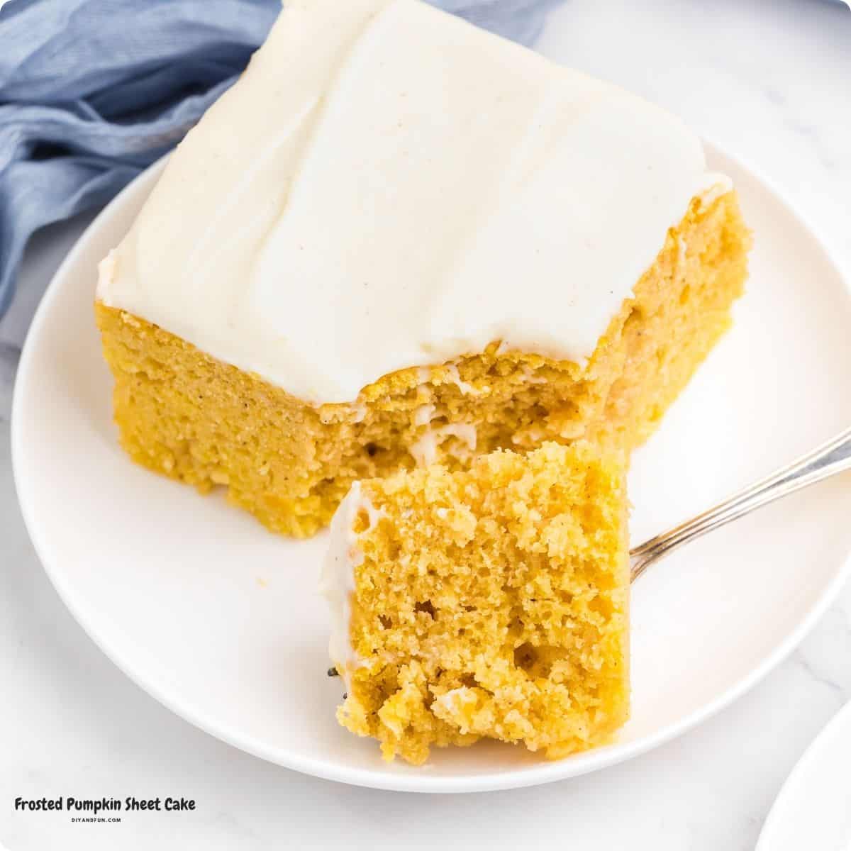 Frosted Pumpkin Sheet Cake, An easy fall dessert featuring a moist and fluffy cake topped with a rich cinnamon cream cheese frosting. Frosted Pumpkin Sheet Cake, An easy fall dessert featuring a moist and fluffy cake topped with a rich cinnamon cream cheese frosting,