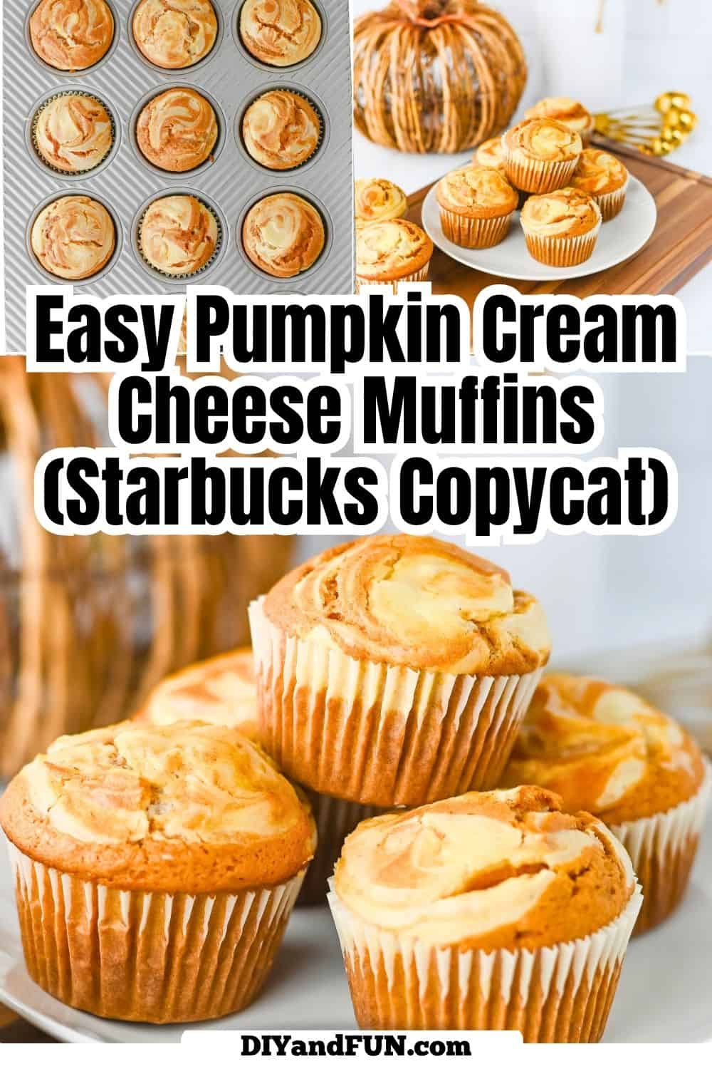 These Easy Pumpkin Cream Cheese Muffins are packed with cozy pumpkin spice flavor and a rich cream cheese filling. Pumpkin Cream Cheese Muffins (Starbucks Copycat), are soft, moist, and filled with a sweet cream cheese center. Breakfast, Snack recipe.