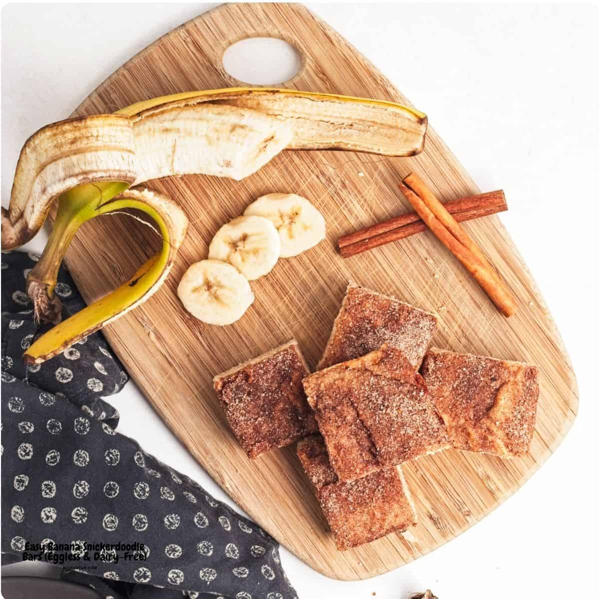 Soft and flavorful Dairy Free Banana Snickerdoodle Bars combine ripe bananas, warm cinnamon, and a sweet cinnamon-sugar topping for an easy dessert that is perfect for snacking, sharing, or enjoying with coffee Soft and flavorful Dairy Free Banana Snickerdoodle Bars combine ripe bananas, warm cinnamon, and a sweet cinnamon-sugar topping for an easy dessert that is perfect for snacking, sharing, or enjoying with coffee