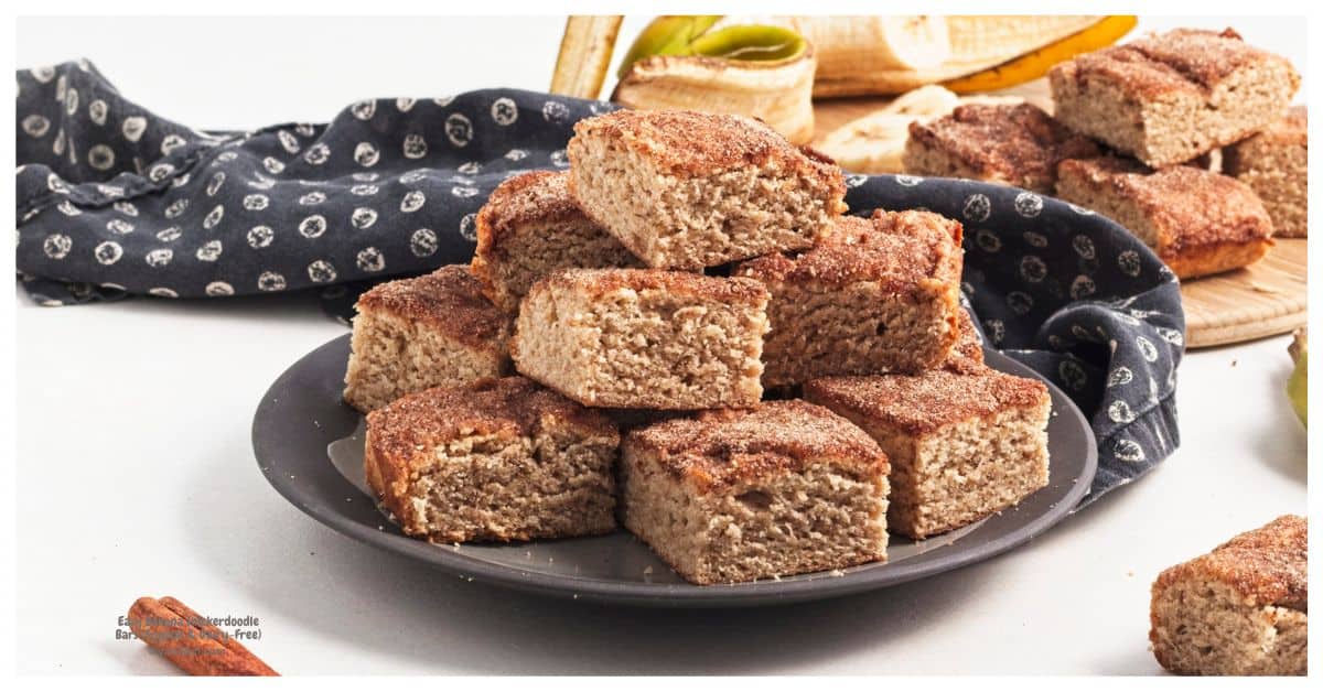 Soft and flavorful Dairy Free Banana Snickerdoodle Bars combine ripe bananas, warm cinnamon, and a sweet cinnamon-sugar topping for an easy dessert that is perfect for snacking, sharing, or enjoying with coffee Soft and flavorful Dairy Free Banana Snickerdoodle Bars combine ripe bananas, warm cinnamon, and a sweet cinnamon-sugar topping for an easy dessert that is perfect for snacking, sharing, or enjoying with coffee