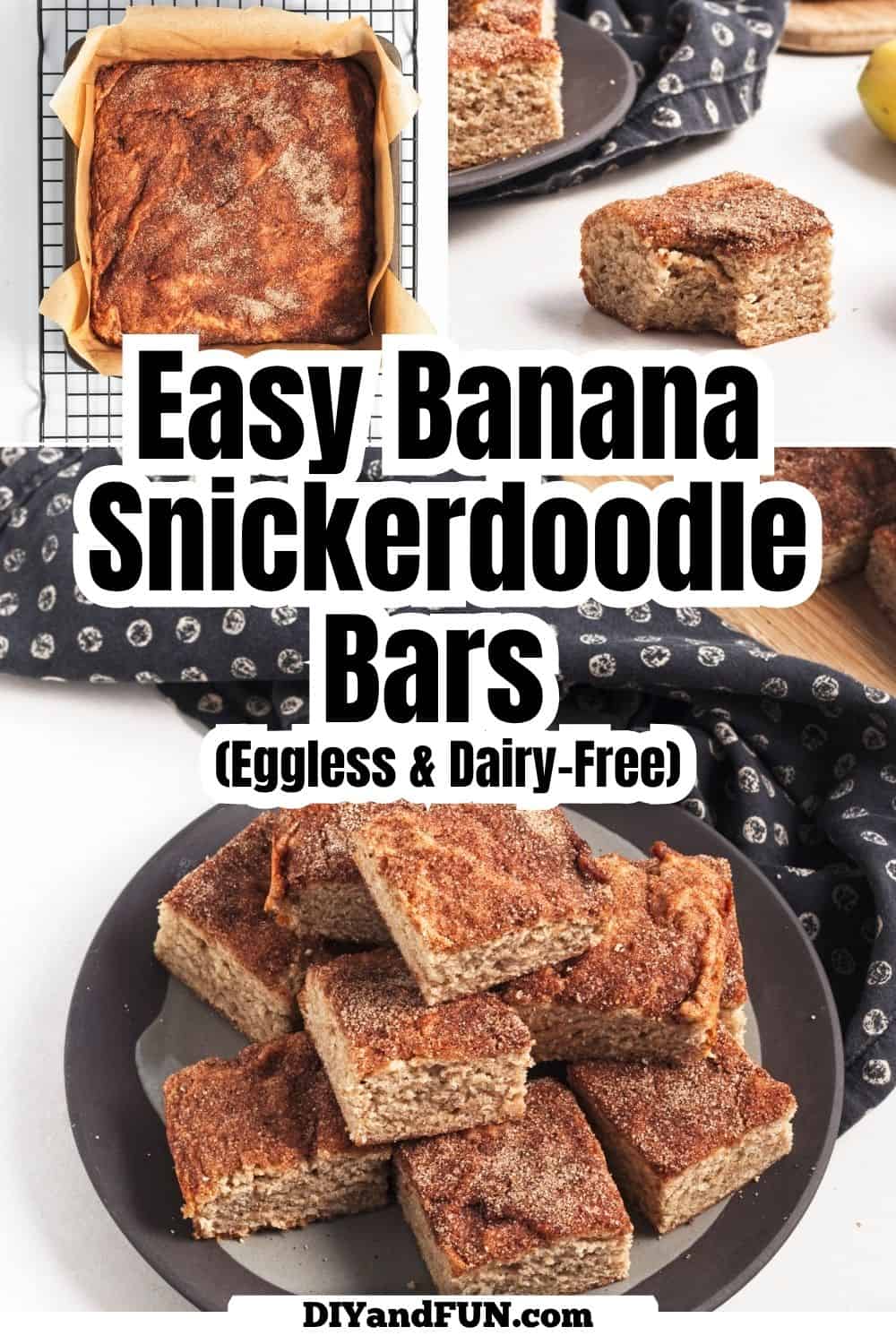 Soft and flavorful Dairy Free Banana Snickerdoodle Bars combine ripe bananas, warm cinnamon, and a sweet cinnamon-sugar topping for an easy dessert that is perfect for snacking, sharing, or enjoying with coffee Soft and flavorful Dairy Free Banana Snickerdoodle Bars combine ripe bananas, warm cinnamon, and a sweet cinnamon-sugar topping for an easy dessert that is perfect for snacking, sharing, or enjoying with coffee
