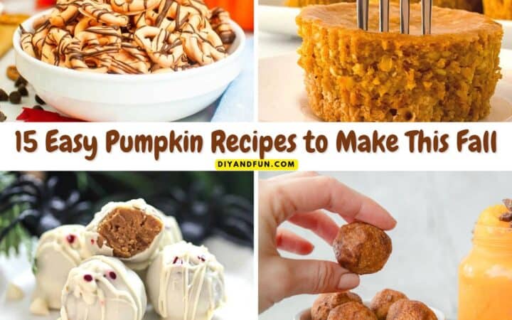15 easy pumpkin recipes for fall, including moist cakes, muffins, creamy cheesecakes, no-bake treats, and other delicious pumpkin favorites.